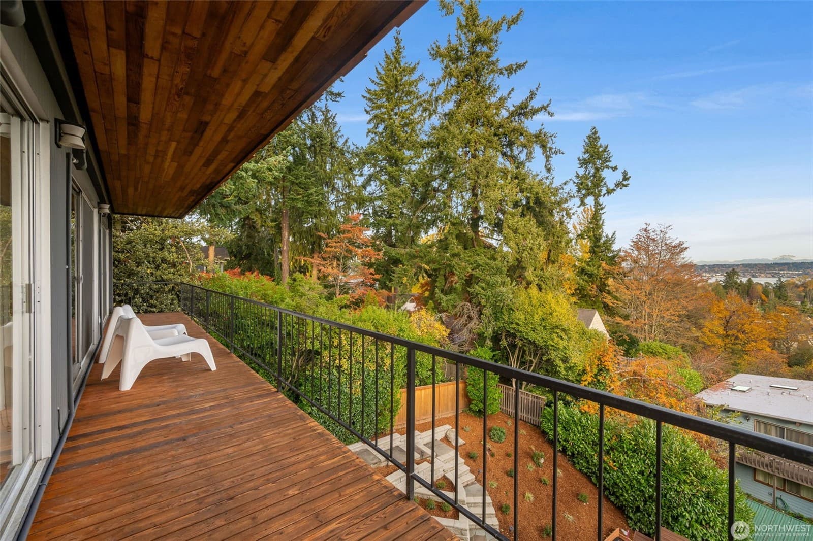 Looking out from the deck over the treetops